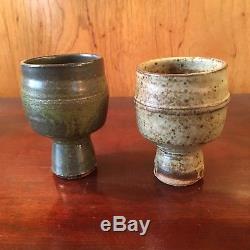 Pair of Vintage Warren Mackenzie Studio Pottery Pedestal Cups Circa 1982