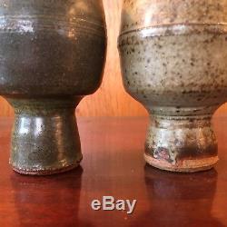 Pair of Vintage Warren Mackenzie Studio Pottery Pedestal Cups Circa 1982