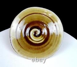Patrick Horsley Studio Pottery Spiral Crackle Glaze Vintage 7 Footed Dish 1970