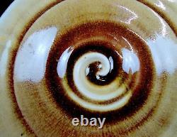 Patrick Horsley Studio Pottery Spiral Crackle Glaze Vintage 7 Footed Dish 1970