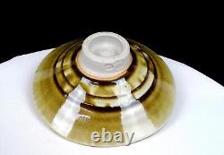 Patrick Horsley Studio Pottery Spiral Crackle Glaze Vintage 7 Footed Dish 1970
