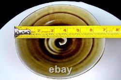 Patrick Horsley Studio Pottery Spiral Crackle Glaze Vintage 7 Footed Dish 1970