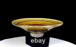 Patrick Horsley Studio Pottery Spiral Crackle Glaze Vintage 7 Footed Dish 1970