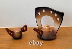 Paul Uhl Texas Studio Design Pottery Raku Contemporary Art Sculpture Tea Pot Vtg