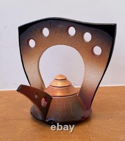 Paul Uhl Texas Studio Design Pottery Raku Contemporary Art Sculpture Tea Pot Vtg
