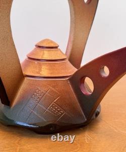 Paul Uhl Texas Studio Design Pottery Raku Contemporary Art Sculpture Tea Pot Vtg