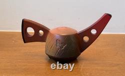 Paul Uhl Texas Studio Design Pottery Raku Contemporary Art Sculpture Tea Pot Vtg