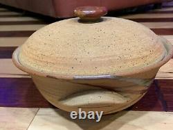 Peter Hirsch Pottery Large Casserole Bowl Dish & LID Studio Art Rock Brook E