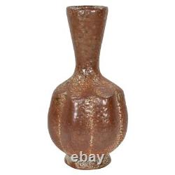 Peter Pinnell Vintage Studio Art Pottery Mottled Rust Brown Shino Ceramic Vase