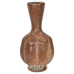 Peter Pinnell Vintage Studio Art Pottery Mottled Rust Brown Shino Ceramic Vase