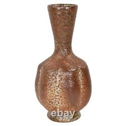 Peter Pinnell Vintage Studio Art Pottery Mottled Rust Brown Shino Ceramic Vase