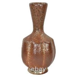 Peter Pinnell Vintage Studio Art Pottery Mottled Rust Brown Shino Ceramic Vase