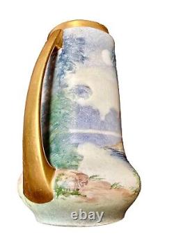 Pickard ca 1912 Hand Painted Vellum Porcelain Vase Classic Ruins By Moonlight