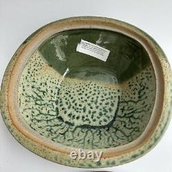 Pillers Clay Studio Art Pottery Dolphin Covered Bowl Dish Virginia USA Vtg Green