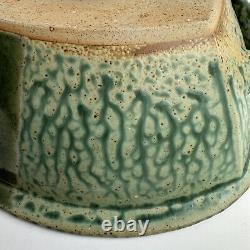 Pillers Clay Studio Art Pottery Dolphin Covered Bowl Dish Virginia USA Vtg Green