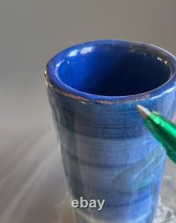 Pillin Studio Pottery Vintage Art Deco Hand Painted Women Fishing Vase 7-2.5