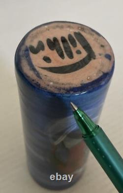 Pillin Studio Pottery Vintage Art Deco Hand Painted Women Fishing Vase 7-2.5