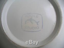Poole studio pottery bowl blue backstamp huge dish vintage bowl fab drip glaze