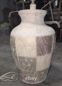 PostModern Multicolor Vintage Studio Pottery Geometric Relief Ceramic Table Lamp