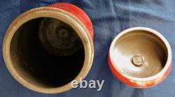 RAKU Art Pottery Bob Smith Sedona, AZ Lidded, 4 Footed, Pot, Fennel, Fine Work