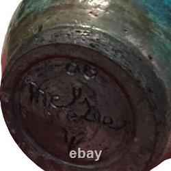 RAKU Pottery 5 Vase DICK McGEE Handmade Signed Art Copper Metal Drip Glaze VTG