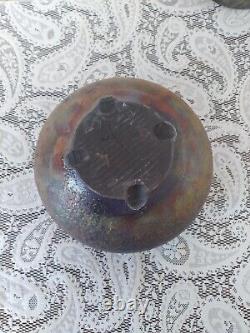 RAKU Studio Pottery Bowl Raku Fired Iridescent Studio Art Pottery Artist Signed
