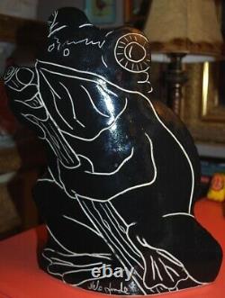 RARE Original NELS LINDE 12 Slab Vase FROG Hawkdancing Studio Art Pottery