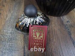 RARE VINTAGE TONY EVANS RAKU Pottery Abstract POT VASE & LID with TAG PERFECT