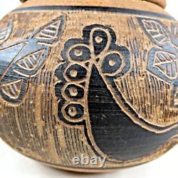 RARE VTG Donna Dudley Barker Handmade Studio Pottery Stoneware Bowl withLid Signed