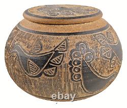 RARE VTG Donna Dudley Barker Handmade Studio Pottery Stoneware Bowl withLid Signed