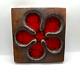 RARE VTG RAUL CORONEL Studio Pottery STONEWARE/ FIRED GLASS FLOWER TILE