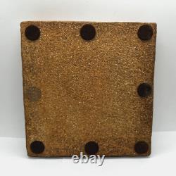 RARE VTG RAUL CORONEL Studio Pottery STONEWARE/ FIRED GLASS FLOWER TILE