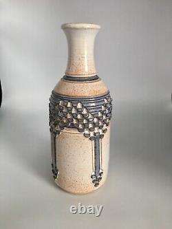 RARE VTG Signed Jerry L. Josserand Studio Pottery Geometric Textured Vase 8.5x3