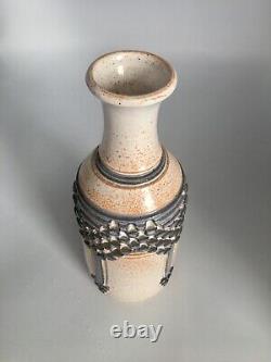 RARE VTG Signed Jerry L. Josserand Studio Pottery Geometric Textured Vase 8.5x3