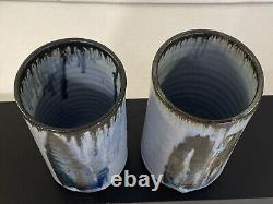 RARE! Vintage DELWAIDE Pottery MADE IN USA Tumblers/ vases Set Of 2! READ