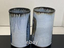 RARE! Vintage DELWAIDE Pottery MADE IN USA Tumblers/ vases Set Of 2! READ