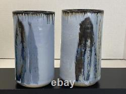 RARE! Vintage DELWAIDE Pottery MADE IN USA Tumblers/ vases Set Of 2! READ