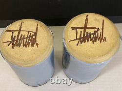 RARE! Vintage DELWAIDE Pottery MADE IN USA Tumblers/ vases Set Of 2! READ