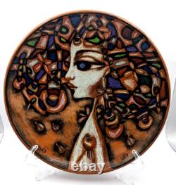 RARE Vintage Hand Painted Studio Pottery Charger BOHO Chic, MCM