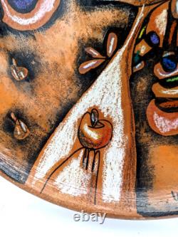 RARE Vintage Hand Painted Studio Pottery Charger BOHO Chic, MCM