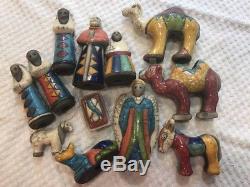RARE Vintage South African Raku Studio Art Pottery Nativity Set 12 Jesus, Signed