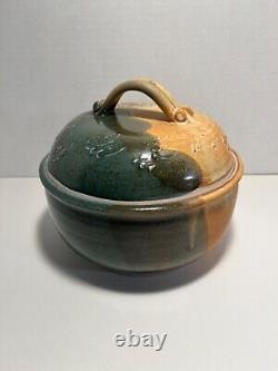 RARE Vintage Studio Pottery Casserole Dish with Lid Signed