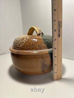 RARE Vintage Studio Pottery Casserole Dish with Lid Signed
