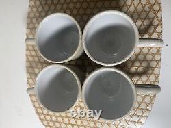 RARE Vtg Heath Ceramics Low Handled Studio Mug Cups Beige Brown Speckled (4)