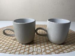 RARE Vtg Heath Ceramics Low Handled Studio Mug Cups Beige Brown Speckled (4)