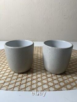 RARE Vtg Heath Ceramics Low Handled Studio Mug Cups Beige Brown Speckled (4)