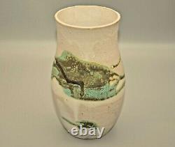 RISING Original Vintage Signed Mid Century Modern Studio Pottery Hand Drip Vase