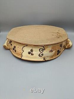 RON SLAGLE Chips and Dip Serving Dish Bowl Handles Studio Art Pottery 17.25