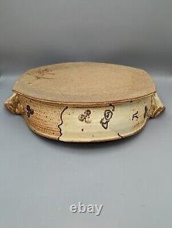 RON SLAGLE Chips and Dip Serving Dish Bowl Handles Studio Art Pottery 17.25