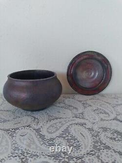 Raku Studio Pottery Bowl Raku Fired Iridescent Studio Art Pottery Artist Signed